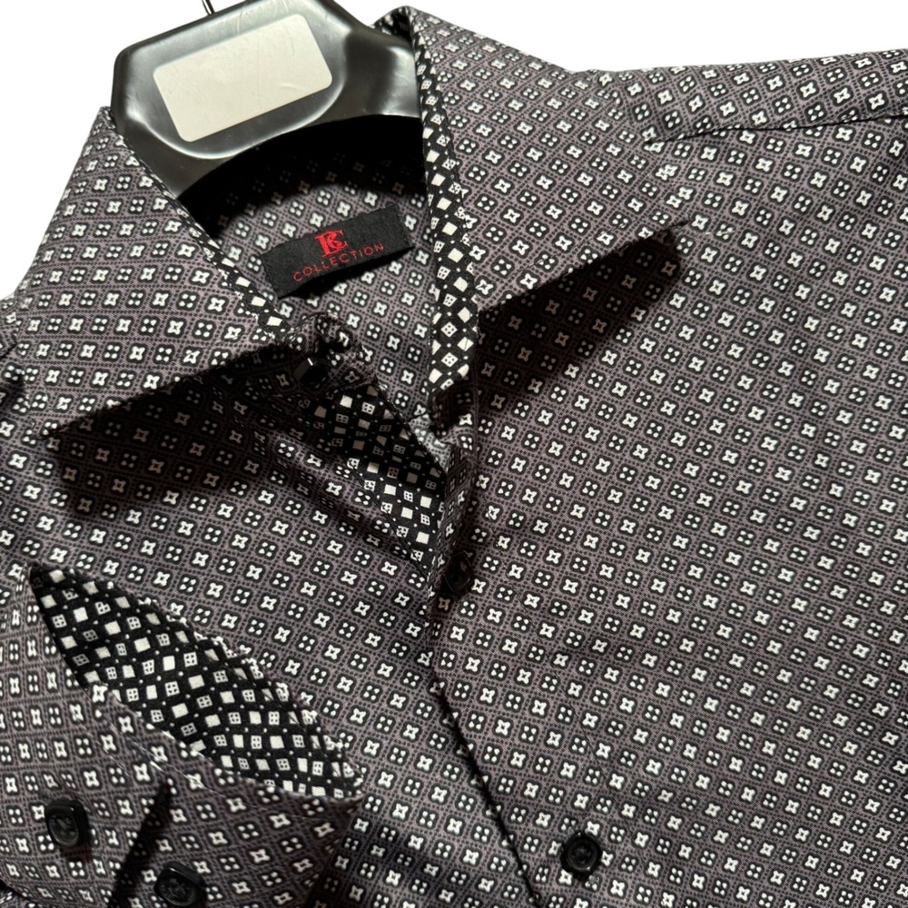 BC COLLECTION Mens XS Button Down Shirt Flip Cuff Squared Buttons Slim Fit
